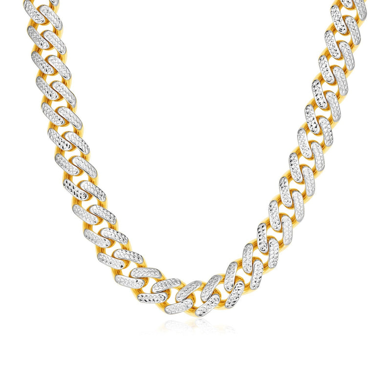 Bids.com 14k Two Tone Gold Miami Cuban Chain Necklace with White Pave Necklaces
