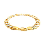 Bids.com 10 mm 14k Two Tone Gold Pave Curb Bracelet Bracelets