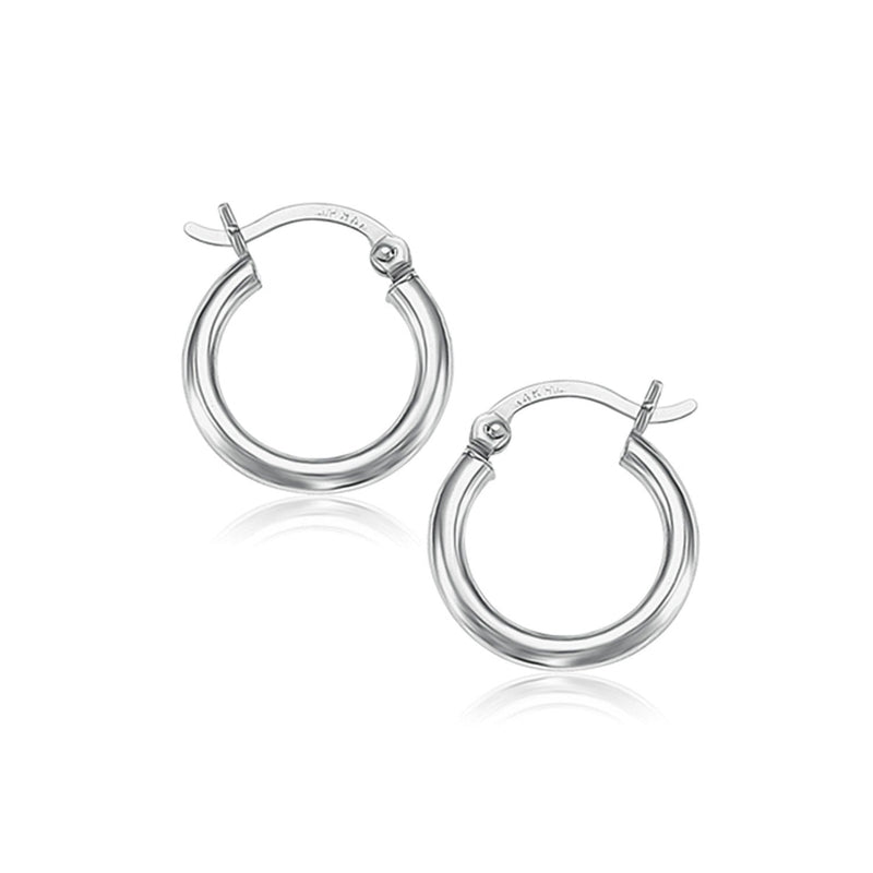 Bids.com 10k White Gold Polished Hoop Earrings (15 mm) Earrings