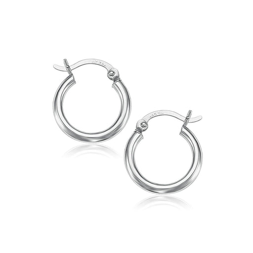 Bids.com 10k White Gold Polished Hoop Earrings (15 mm) Earrings