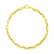 Bids.com 14k Yellow Gold 7 1/2 inch Paperclip Chain Bracelet with Three Diamond Links Bracelets