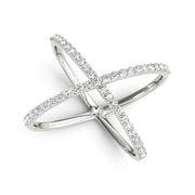Bids.com 14k White Gold X Style Thin Ring with Diamonds (1/2 cttw) Rings