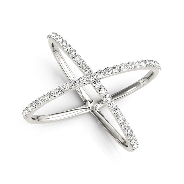 Bids.com 14k White Gold X Style Thin Ring with Diamonds (1/2 cttw) Rings