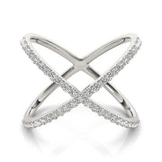 Bids.com 14k White Gold X Style Thin Ring with Diamonds (1/2 cttw) Rings