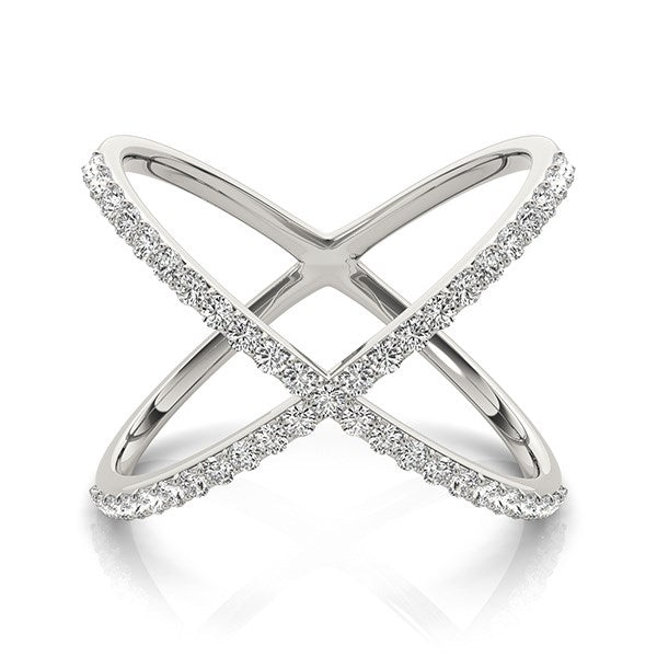 Bids.com 14k White Gold X Style Thin Ring with Diamonds (1/2 cttw) Rings