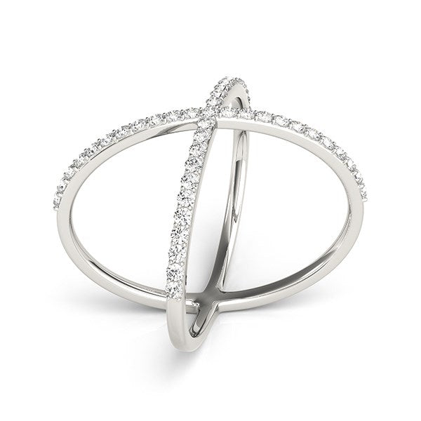 Bids.com 14k White Gold X Style Thin Ring with Diamonds (1/2 cttw) Rings