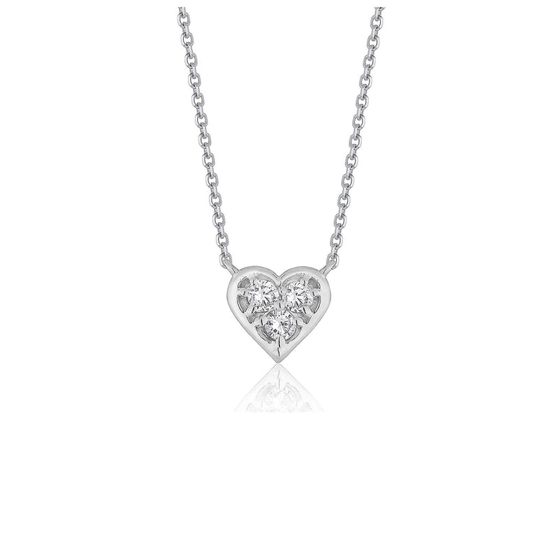 Bids.com Diamond Heart Design Pendant in 14k White Gold Necklaces