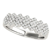 Bids.com Diamond Studded Wide Multi-Diagonal Pattern Ring in 14k White Gold (5/8 cttw) Rings