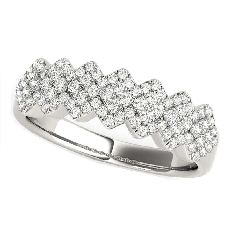 Bids.com Diamond Studded Wide Multi-Diagonal Pattern Ring in 14k White Gold (5/8 cttw) Rings