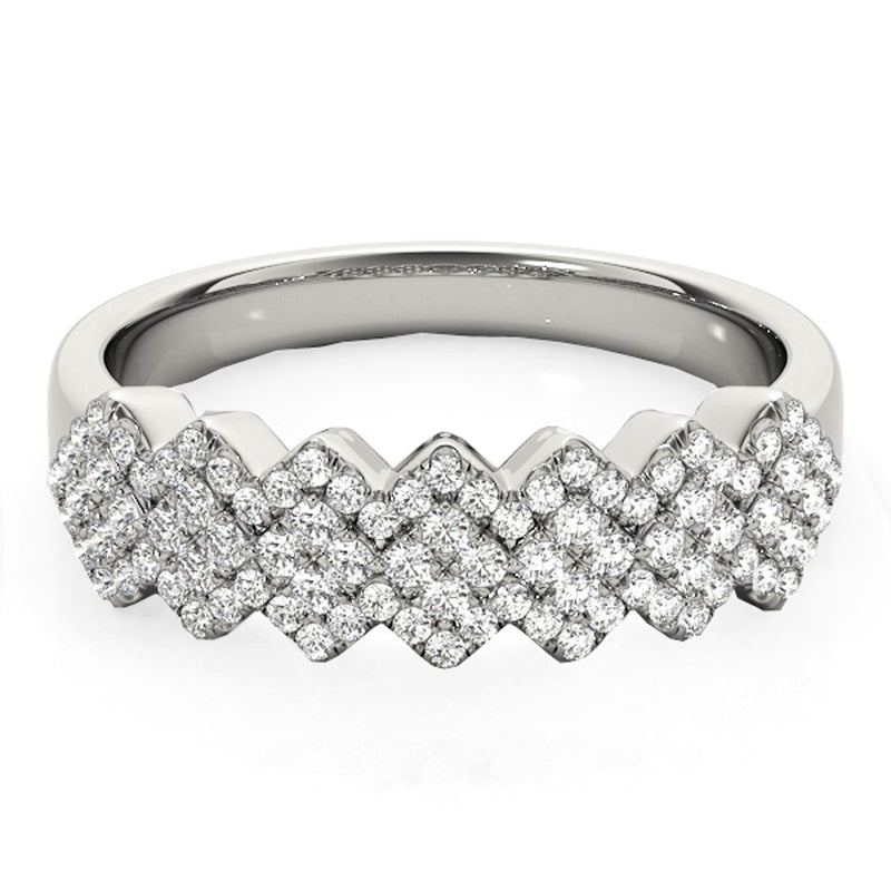 Bids.com Diamond Studded Wide Multi-Diagonal Pattern Ring in 14k White Gold (5/8 cttw) Rings