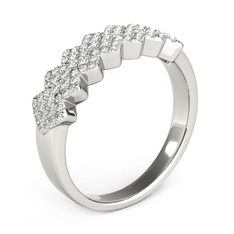 Bids.com Diamond Studded Wide Multi-Diagonal Pattern Ring in 14k White Gold (5/8 cttw) Rings