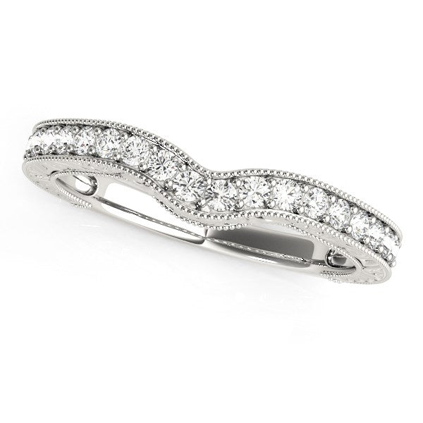 Bids.com 14k White Gold Bead Border Curved Diamond Wedding Band (1/4 cttw) Rings