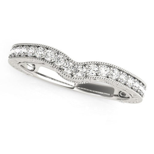 Bids.com 14k White Gold Bead Border Curved Diamond Wedding Band (1/4 cttw) Rings