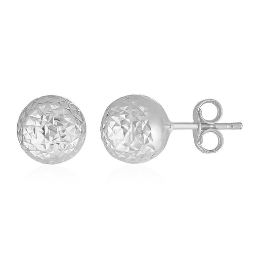 Bids.com 14k White Gold Ball Earrings with Crystal Cut Texture Earrings