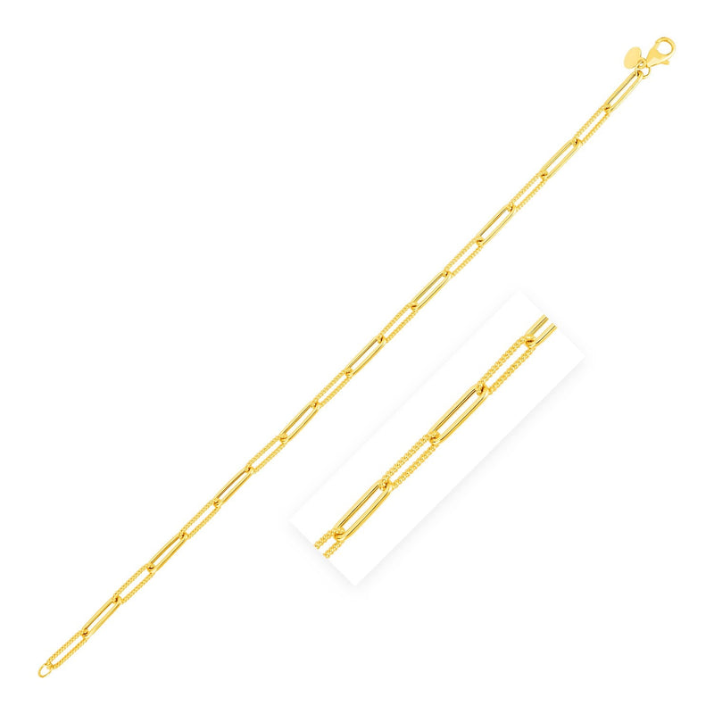 Bids.com 14k Yellow Gold Textured Paperclip Chain (3.5mm) Necklaces