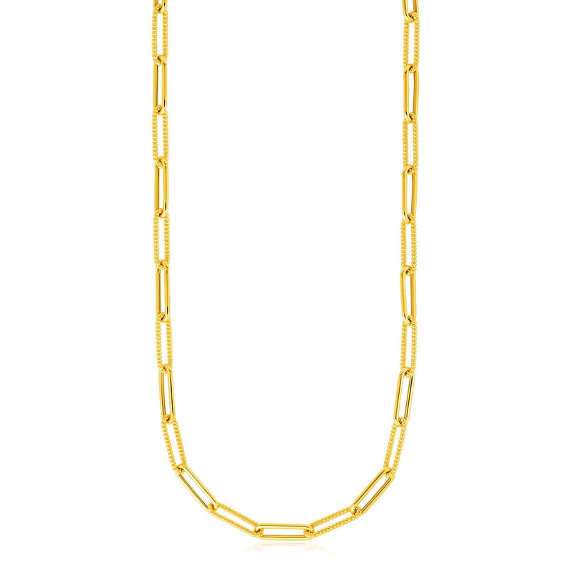 Bids.com 14k Yellow Gold Textured Paperclip Chain (3.5mm) Necklaces