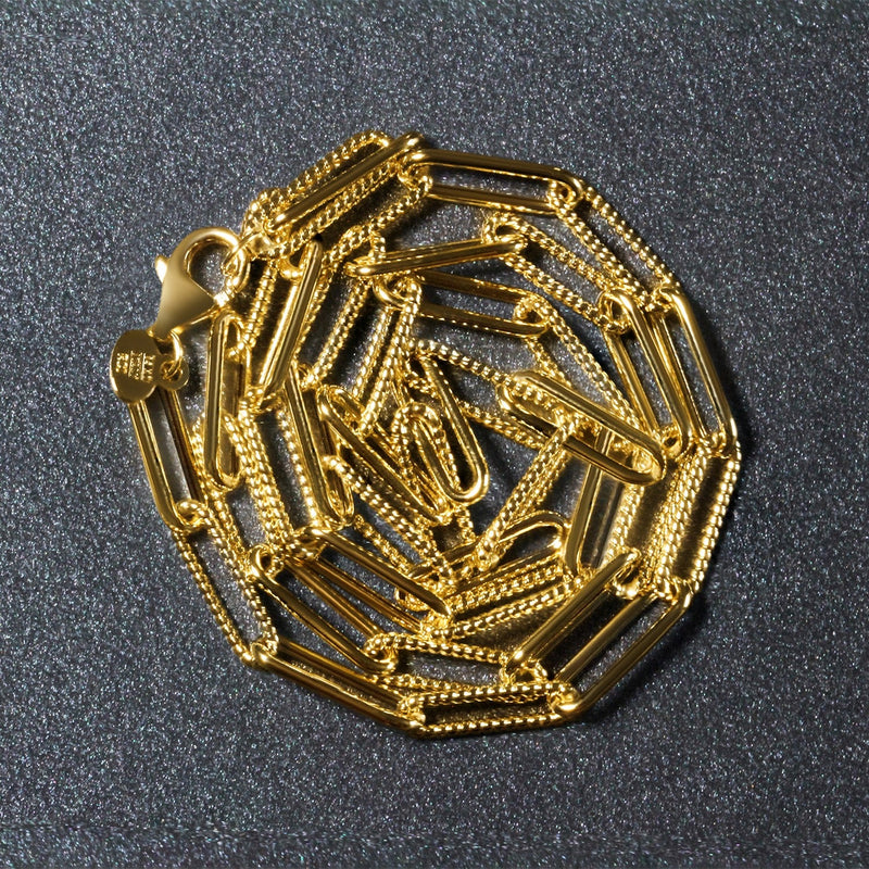 Bids.com 14k Yellow Gold Textured Paperclip Chain (3.5mm) Necklaces