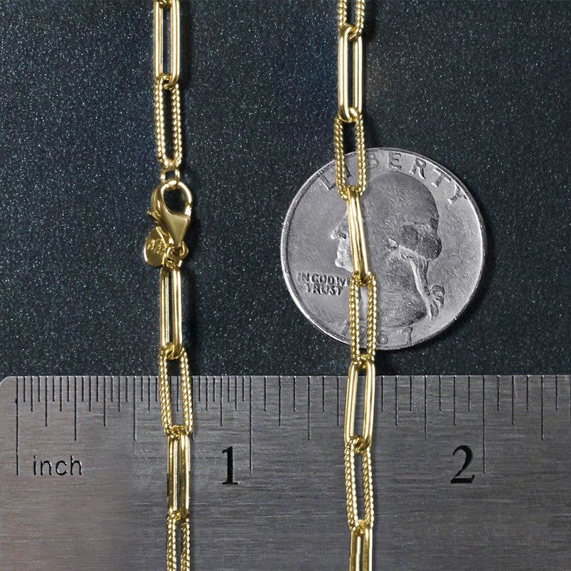 Bids.com 14k Yellow Gold Textured Paperclip Chain (3.5mm) Necklaces