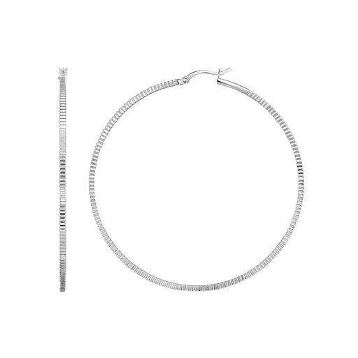 Bids.com Ridge Textured Hoop Earrings in Sterling Silver Earrings