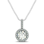 Bids.com 14k White Gold Diamond Halo Round Style Pendant (5/8 cttw) Necklaces
