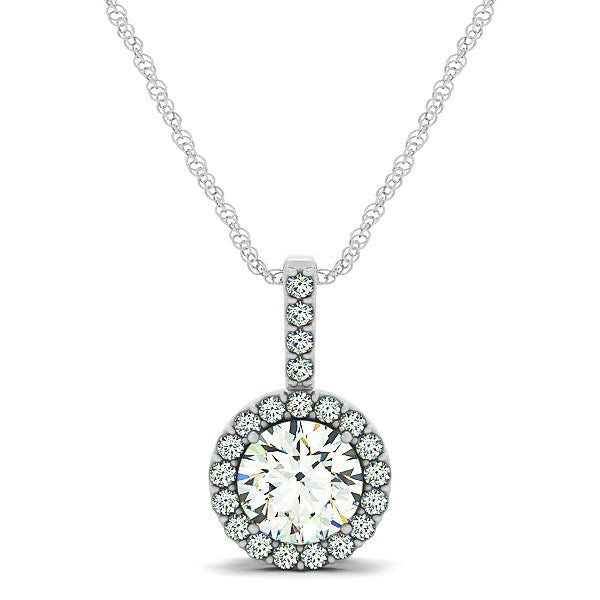 Bids.com 14k White Gold Diamond Halo Round Style Pendant (5/8 cttw) Necklaces