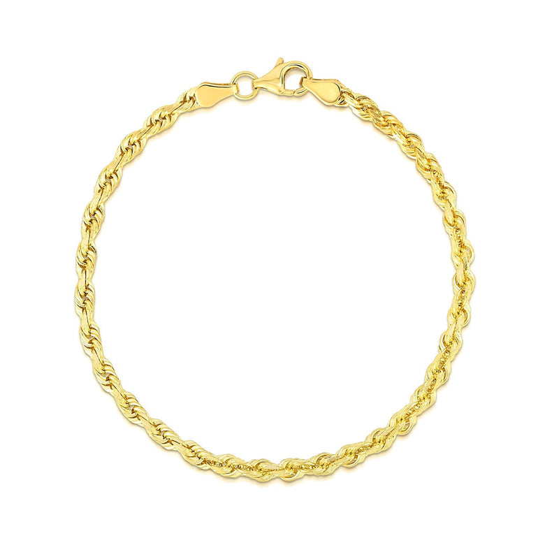 Bids.com 4.0mm 10k Yellow Gold Solid Diamond Cut Rope Bracelet Bracelets
