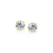 Bids.com 14k Yellow Gold Stud Earrings with White Hue Faceted Cubic Zirconia Earrings