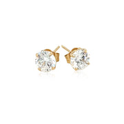 Bids.com 14k Yellow Gold Stud Earrings with White Hue Faceted Cubic Zirconia Earrings
