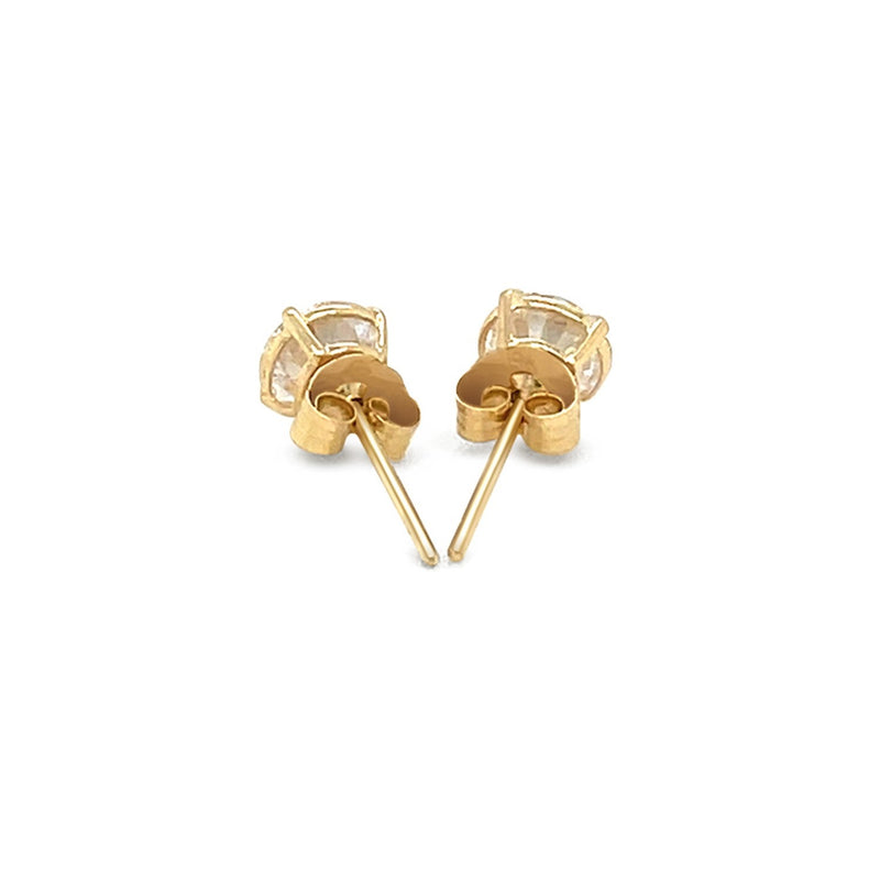 Bids.com 14k Yellow Gold Stud Earrings with White Hue Faceted Cubic Zirconia Earrings