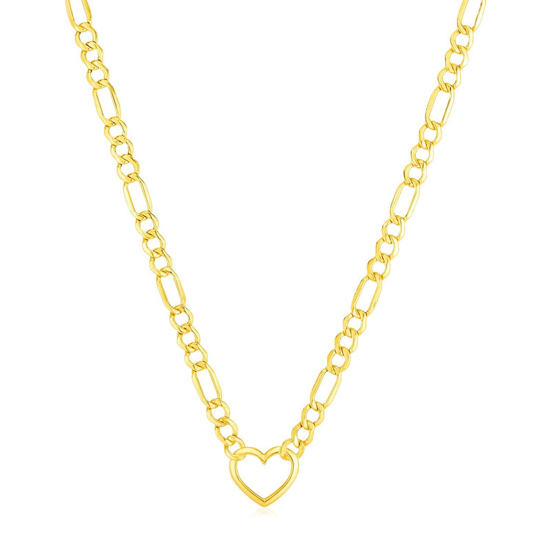 Bids.com 14k Yellow Gold Figaro Chain Necklace with Heart Necklaces