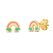 Bids.com 14k Yellow Gold Rainbow Studs Earrings