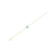 Bids.com 14k Yellow Gold Blue Evil Eye Bracelet (1.00 mm) Bracelets