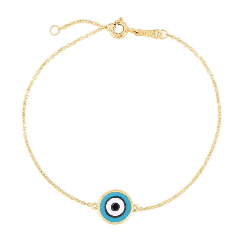 Bids.com 14k Yellow Gold Blue Evil Eye Bracelet (1.00 mm) Bracelets