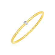 Bids.com 14k Yellow Gold Stretch Bangle with Diamonds Bracelets