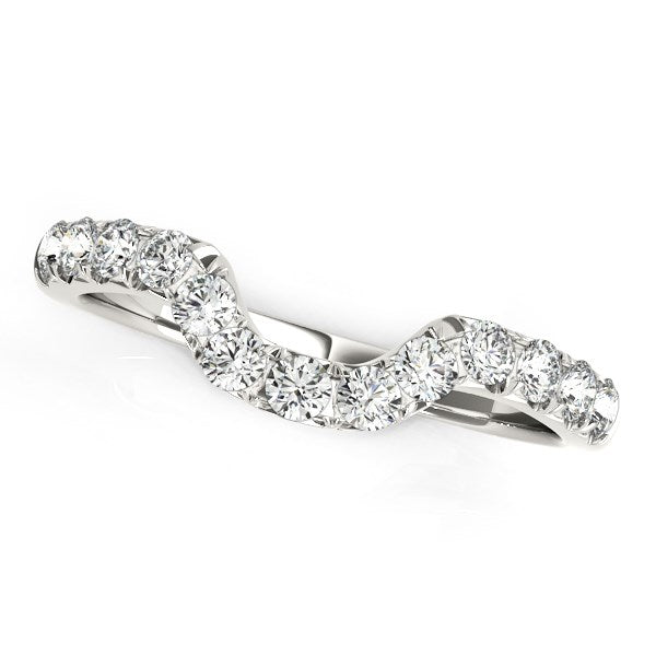 Bids.com 14k White Gold Curved Design Pave Diamond Wedding Ring (1/6 cttw) Rings