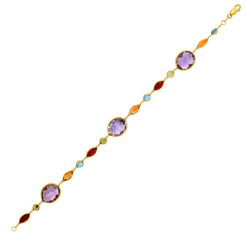 Bids.com 14k Yellow Gold Bracelet with Multi-Colored Stones Bracelets