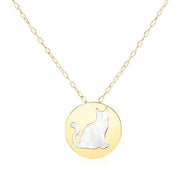 Bids.com 14k Yellow Gold Necklace with Cat Symbol in Mother of Pearl Necklaces