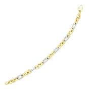 Bids.com 14k Two-Tone Gold Long and Short Style Oval Link Bracelet Bracelets