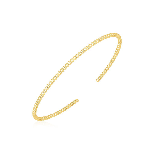 Bids.com 14k Yellow Gold High Polish Bead Cuff Bangle (2mm) Bracelets