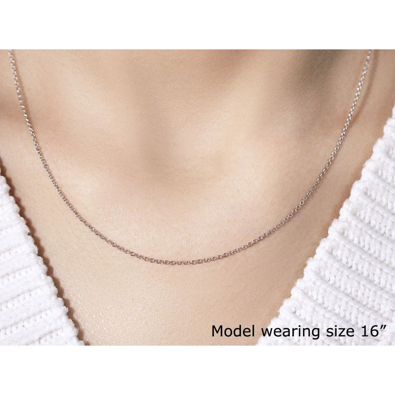 Bids.com 14k White Gold Round Cable Link Chain 1.3mm Necklaces