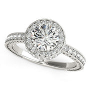 Bids.com 14k White Gold Milgrain Border Diamond Pave Engagement Ring (1 1/2 cttw) Rings