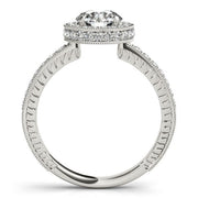 Bids.com 14k White Gold Milgrain Border Diamond Pave Engagement Ring (1 1/2 cttw) Rings