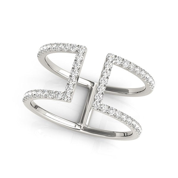 Bids.com 14k White Gold Modern Dual Band Style Diamond Ring (1/2 cttw) Rings