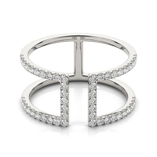Bids.com 14k White Gold Modern Dual Band Style Diamond Ring (1/2 cttw) Rings
