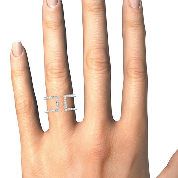 Bids.com 14k White Gold Modern Dual Band Style Diamond Ring (1/2 cttw) Rings
