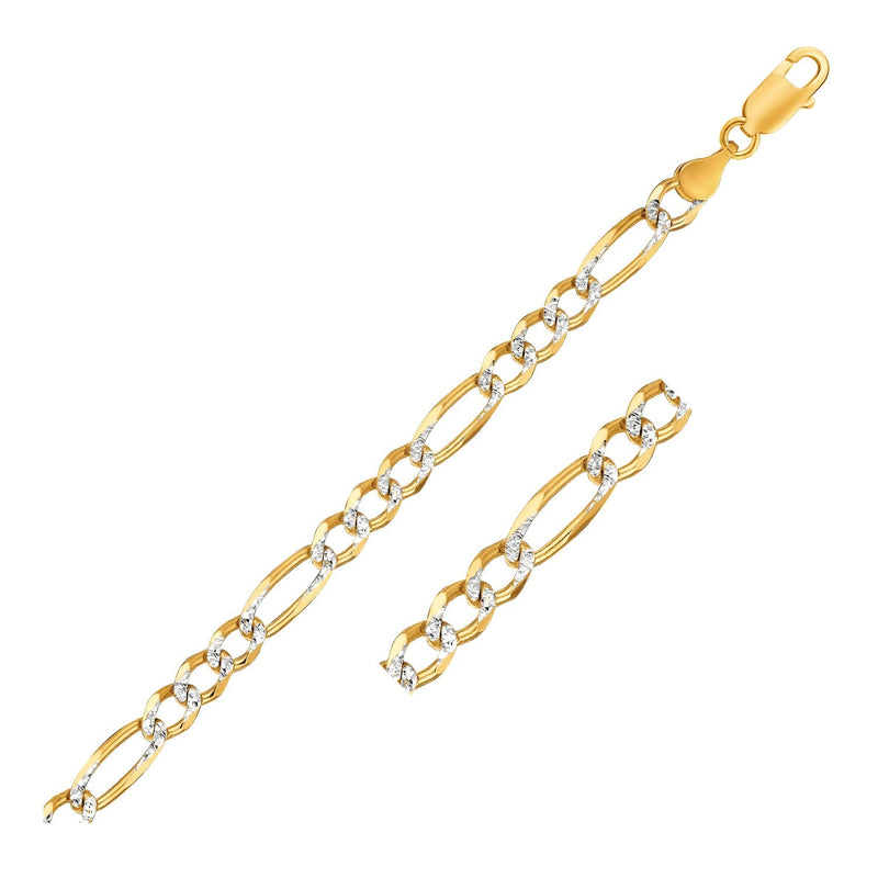 Bids.com 7.0mm 14K Yellow Gold Solid Pave Figaro Chain Necklaces