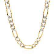 Bids.com 7.0mm 14K Yellow Gold Solid Pave Figaro Chain Necklaces