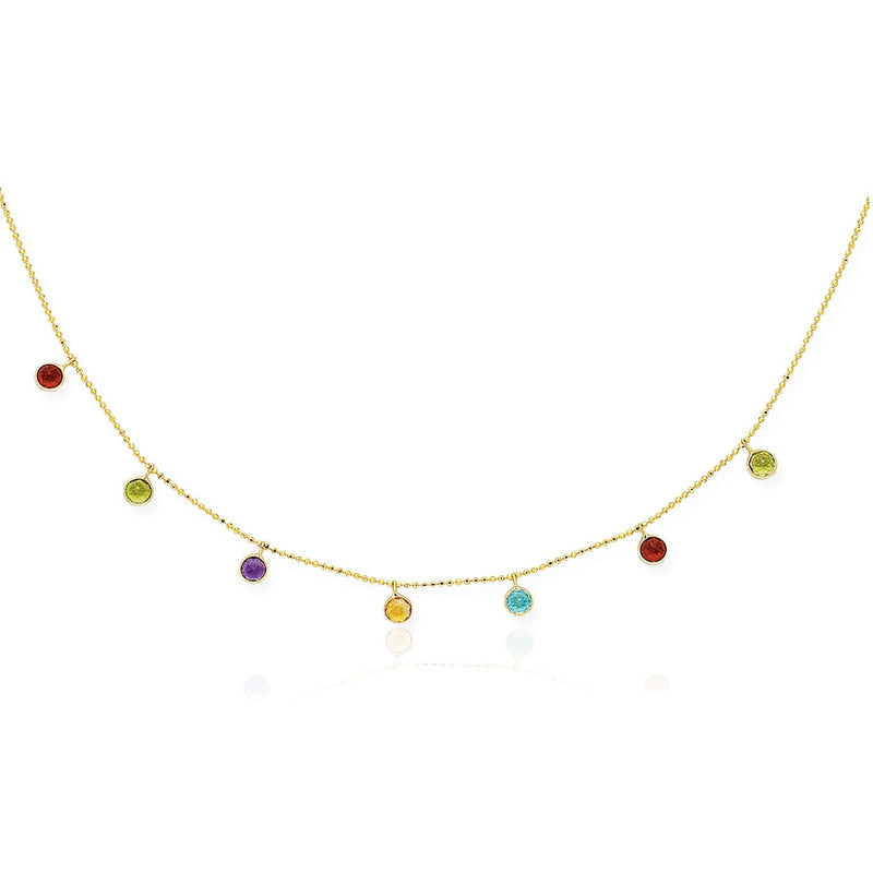 Bids.com 14k Yellow Gold Cable Chain Necklace with Round Multi-Tone Charms Necklaces