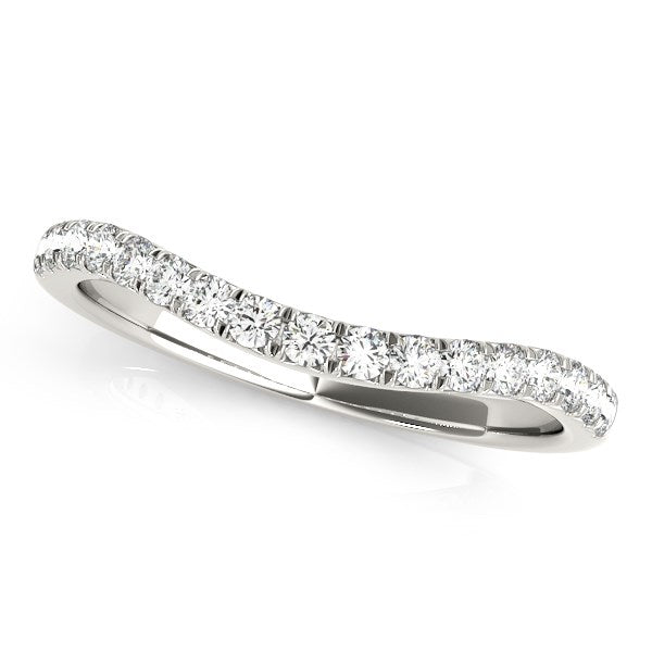 Bids.com 14k White Gold Pave Set Round Diamond Curved Wedding Band (1/4 cttw) Rings