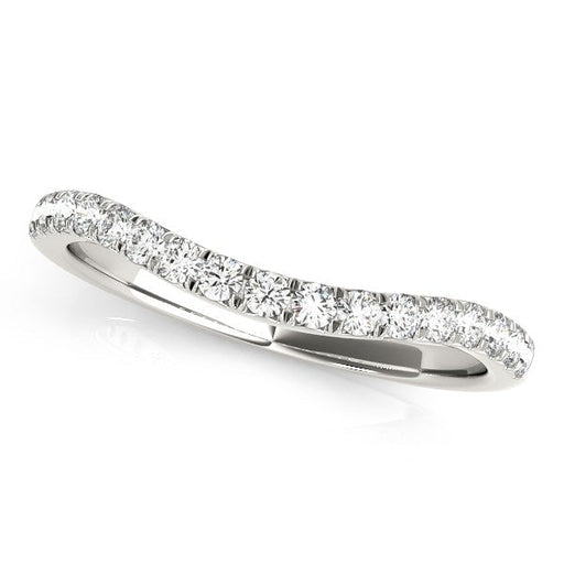Bids.com 14k White Gold Pave Set Round Diamond Curved Wedding Band (1/4 cttw) Rings